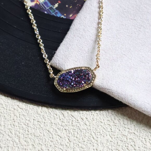 Kendra Scott Elisa Gold Necklace Multicolor Drusy NEW - Picture 2 of 2